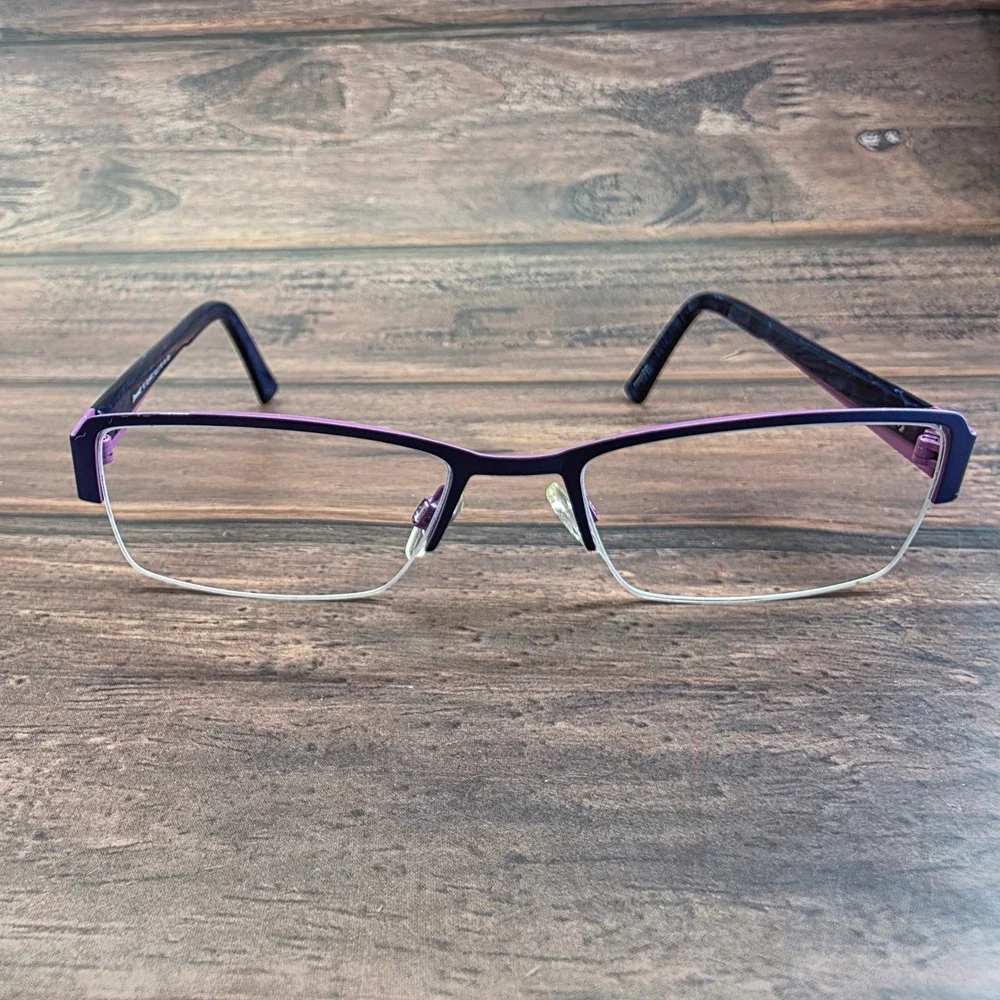 Just! YC Quartz Blue Eyeglasses Rectangular Semi Rimless Purple Navy 52-18-135
